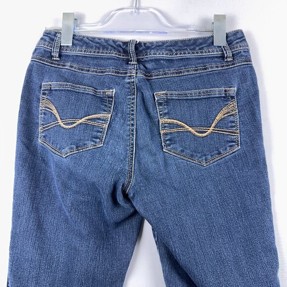 Roz & Ali Cropped Skinny Jeans Womens Size 4 Low Rise Dark Wash Denim Blue - Picture 4 of 12